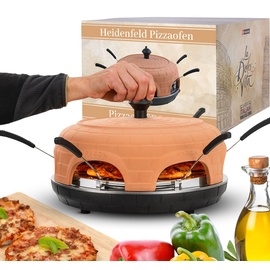 Heidenfeld Kitchen & Cooking Heidenfeld Mini-Pizzaofen Pizzachef, Pizzadom für 6 Personen, Terrakotta-Kuppel, 1.100 Watt