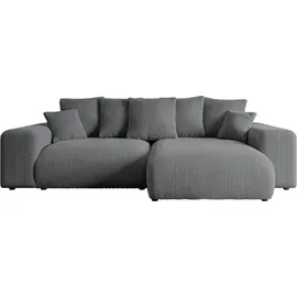 altdecor Ecksofa Cord mit Schlaffunktion 2-Sitzer Dunkelgrau