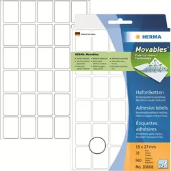 HERMA Movables - Selbstklebend - weiß - 19 x 27 mm 960 Stck. (32 Bogen x 30)