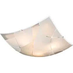 Decken Lampe Leuchte Metall Chrom Weiß Glas Beleuchtung Dekorlinien Wohn Zimmer