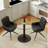 Esszimmerset Aus Gehartetem Glas Schwarz Transparent Mit 2 Drehbaren Stuhlen, Eleganter Stil