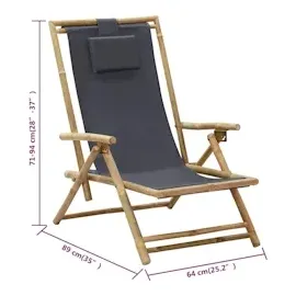 vidaXL Relaxstuhl Verstellbar Dunkelgrau Bambus und Stoff