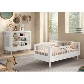 58 aufm Kessel Juniorbett Set 70 x 140 cm Buche massiv lackiert weiß