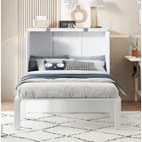 Bett Schrankbett Platzsparend 90x200 Holz Weiß Okmyhome