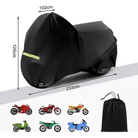 Woltu Motorradabdeckung wasserdicht Winterfest Schwarz 245 cm x 105 cm x 125 cm