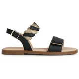 GEOX J Karly Girl Sandal, Black/Platinum, 24