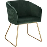 Woltu Esszimmerstuhl aus Samt, Metall Gold Beine, Dunkelgrün