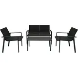 MONSTER SHOP Rattan-Gartenmöbel-Set 4-tlg. Schwarz