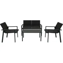 MONSTER SHOP Rattan-Gartenmöbel-Set 4-tlg. Schwarz