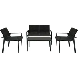 MONSTER SHOP Rattan-Gartenmöbel-Set 4-tlg. Schwarz