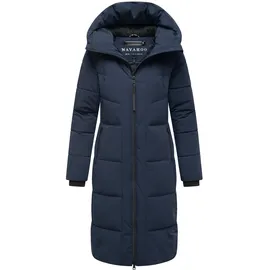 Navahoo Damen Wintermantel mit 2-Wege Reißverschluss, wasserdichten Reißverschlüssen und verstellbarer Kapuze Schokokuss XIV Navy Gr. 3XL - 3XL