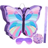 Dickly Schmetterlings-Piñata mit Teig und Augenbinde, Partyzubehör für Geburtstage und Familienspiele