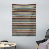 ABAKUHAUS Boho Wandteppich, Form-Muster aus Weiches Mikrofaser Stoff Waschbar ohne Verblassen Digitaldruck, 110 x 150 cm, Braun Weiß