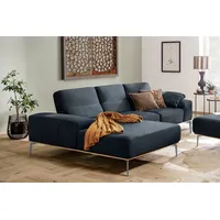 W.SCHILLIG Ecksofa run, Designsofa mit tollem Sitzkomfort, bequem, L-Form, mit elegantem Holzsockel, Füße in Silber matt, Breite 279 cm blau