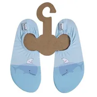 Slipstop Kinder Hausschuhe Badeschuhe ALASKA Eisbär und Wal blue,