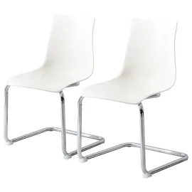home24 Freischwinger Kunststoff Weiß 2er Set