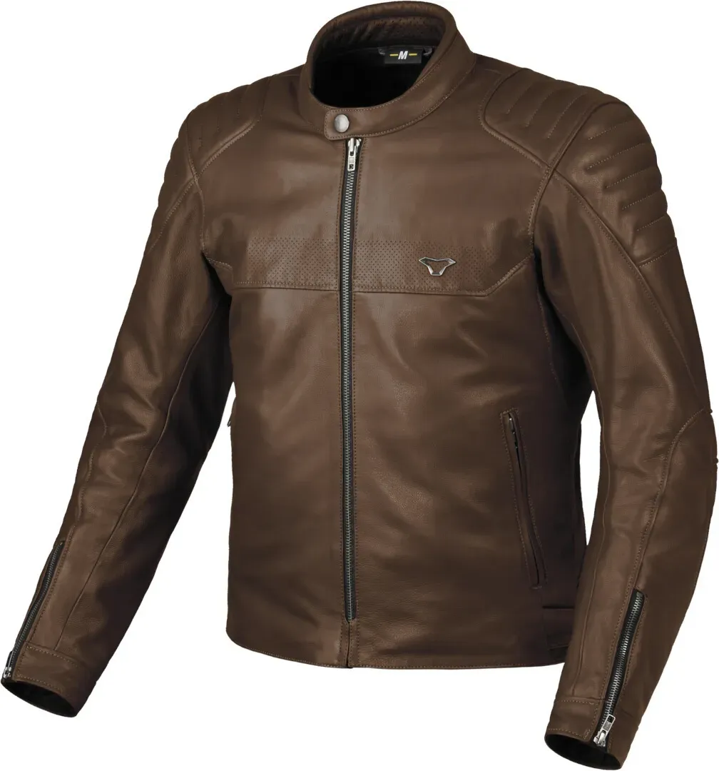 Macna Lance 2.0 perforierte Motorrad Lederjacke, braun, Größe 52 für Männer