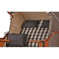 Mr. Deko Strandkorb - bene living - Schaalsee Mahagoni - PE grau - Modell 505 - inkl. Liftersystem