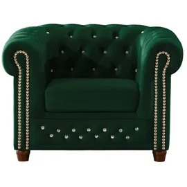 S-Style Chesterfield Sessel Cleo Blink Samt 104 x 72 x 0 cm Grün