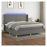 vidaXL Boxspringbett mit Matratze & LED Dunkelgrau 200x200 cm Stoff