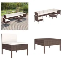 vidaXL 8 tlg. Garten Lounge Set mit Auflagen Poly Rattan Braun - Garten-Sofagarnitur - Garten-Sofagarnituren - Gartensofa-Set - Gartensofa-Sets - Braun