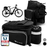 MIVELO - Fahrradtasche für Gepäckträger - Gepäckträgertasche Fahrrad - erweiterbar auf 20L - wasserabweisend - 20L schwarz