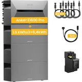 Balkonkraftwerk Speicher 6.4 kWh, Anker Solix Solarbank 2 E1600 Pro mit Erweiterungsakku x 3 und Anker SOLIX Smarten Zähler