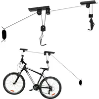 Wiltec Fahrradlift Deckenhalter 20kg, 4 m Deckenhöhe, Fahrradgarage schwarz, weiß