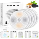 Diealles Shine Ersatzfilter für Trinkbrunnen, 5 Stück Wasserfilter Katzenbrunnen mit Harz und Aktivkohle, Katzenbrunnen Filter für Trinkbrunnen für Katzen und Hunde