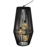 Formano Solarlaterne Außen Garten große Rattan Solar Laterne 3 LED Birnen 45 cm - Schwarz