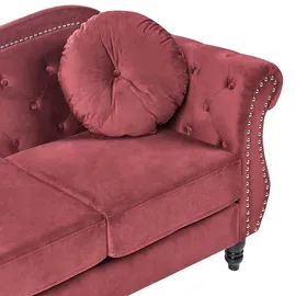 Beliani Sofa Samt 3-Sitzer Burgunderrot
