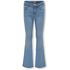 KIDS ONLY "KOGROYAL LIFE REG FLARED PIM020", Mädchen, Gr. 134, N-Gr, blau (light blau denim), Denim/Jeans, Obermaterial: 69% Baumwolle, 29% Polyester, 2% Elasthan, unifarben, skinny fit knöchellang, Jeans