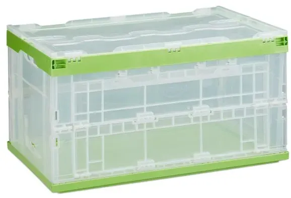 Relaxdays 8 x Transparente Transportbox mit Deckel Grün,Transparent