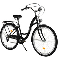 MILORD. 28 Zoll 7-Gang schwarz Komfort Fahrrad mit Rückenträger, Hollandrad, Damenfahrrad, Citybike, Cityrad, Retro, Vintage