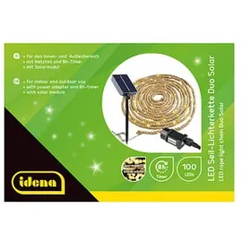 IDENA 100er Seil mit Netzteil/Solarmodul 8h Timer 14m 100 LED Lichterkette braun 14,0 m 1 St.