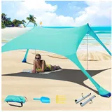 LuxusKollektion Strandmuschel Strandzelt Pop-Up 2x2.1m LSF 50 Lycra Sonnenschutz Anti-Wind blau