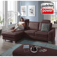 polsterpower Ecksofa - braun - mit Funktionen - Canapé links Sofa Wohnlandschaft
