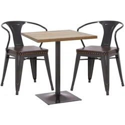 Mendler Bistrotisch HWC-H10, Bartisch Thekentisch, Industrial Gastro Metall Ulme Massivholz MVG-zertifiziert 70x70cm ~ hellbraun