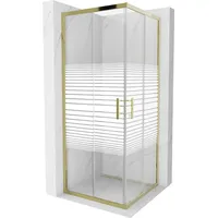 Mexen Rio quadratische Duschkabine 80 x 80 cm, Gestreift, Gold - 860-080-080-50-20