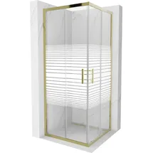 Mexen Rio quadratische Duschkabine 80 x 80 cm, Gestreift, Gold - 860-080-080-50-20