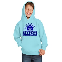coole-fun-t-shirts Hoodie Hausaufgabenallergie Hoodie Sweatshirt mit Kapuze Gr. 116 128 140 152 164 cm Schule Schüler Hausaufgaben blau 128
