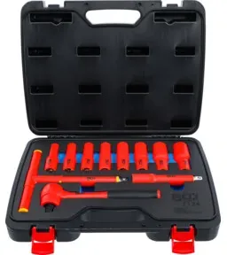 BGS VDE-Steckschlüssel-Satz Antrieb Innenvierkant 12,5 mm (1/2 Zoll) SW 10 - 24 mm 11 teilig