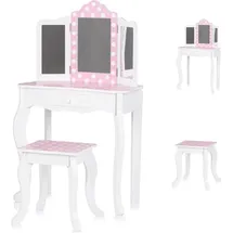 Chipolino Schminktisch Kinder Schminktisch aus Holz Hocker Spiegel Schublade weiß
