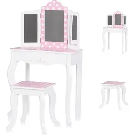 Chipolino Schminktisch Kinder Schminktisch aus Holz Hocker Spiegel Schublade weiß