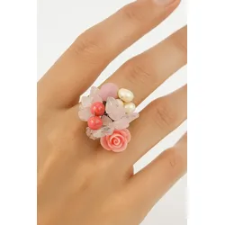 Fingerring "Rosalia", rosa, COLLEZIONE ALESSANDRO, Fingerringe, Damen, Glas