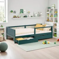 Homestyle4u Kinderbett 90x200 cm 2 Schubladen Lattenrost Grün - grün