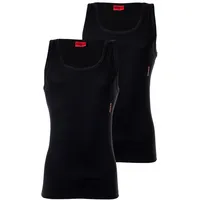 Hugo Herren Unterhemd 2er Pack (Packung, 2 tlg.), mit Markenlabel in Kontrastfarbe, schwarz