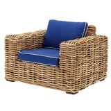 Casa Padrino Designer Rattan Sessel 100 x 88 x H. 69 cm - Luxus Wohnzimmer Möbel