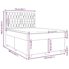vidaXL Boxspringbett 140 x 200 cm Dunkelgrün