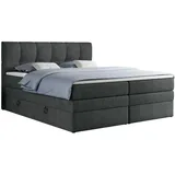 MKS Meble MKS Boxspringbett Dunkelgrau Textil, 2-Sitzer, H4, Rechteckig, 180x200, cm Schlafzimmer, Betten, Boxspringbetten